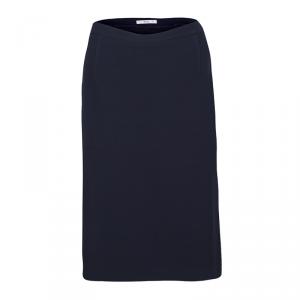 Prada Navy Blue Textured Wool Skirt L