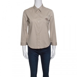 Prada Beige Long Sleeve Button Front Shirt M