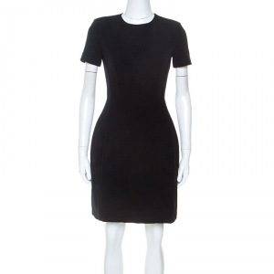 Prada Black Crepe Short Sleeve Dress S