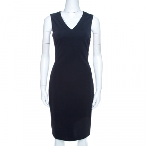 Prada Navy Blue Crepe Knit Sleeveless Sheath Dress M