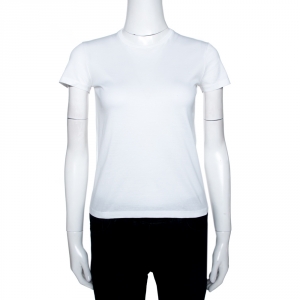 Prada White Cotton Crew Neck T-Shirt XS
