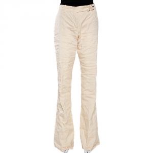 Prada Cream Cotton Blend Flared Trousers L