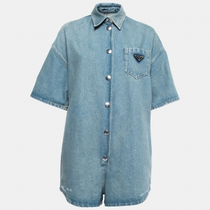 Prada Blue Washed Denim Playsuit M