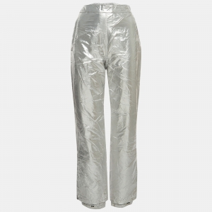 Prada Silver Synthetic Ripstop Straight-Leg Ski Pants M