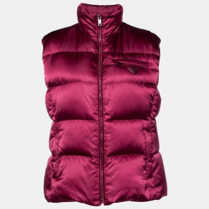 Prada Burgundy Down Puffer Zip Up Vest L