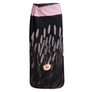 Prada Black Wheat Print Midi Skirt S