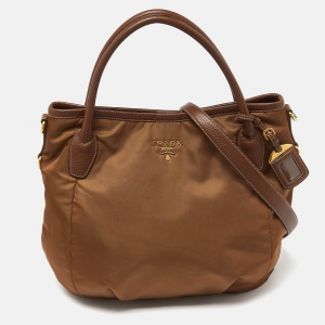 Pre Owned Prada Brown Tessuto Nylon and Leather Tote