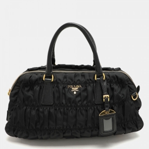 Prada Black Gaufre Nylon Satchel