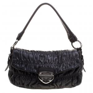 Pre Owned Prada Black Guafre Nappa Leather Shoulder Bag