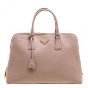 Pre Owned Prada Beige Saffiano Metal Leather Promenade Tote