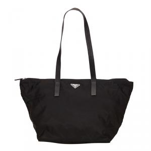 Pre Owned Prada Black Tessuto Nylon Shopper Tote
