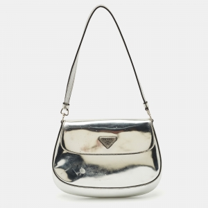 Prada Silver Patent Leather Small Cleo Hobo