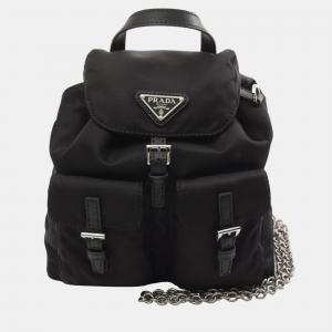 Prada Re-Nylon Shoulder Bag Nylon Saffiano Leather  Black