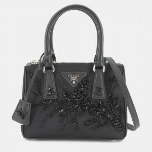 Prada Tessuto Saffiano Galleria Mini 2Way Hand Shoulder Bag Nylon Leather Nero