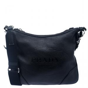 Prada Black Leather Messenger Bag