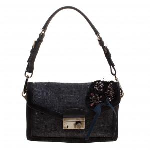 Pre Owned Prada Black Tweed Sound Shoulder Bag