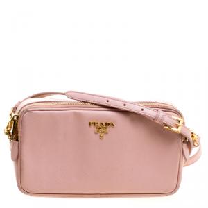 Pre Owned Prada Pink Saffiano Leather Crossbody Bag
