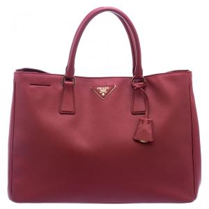 Pre Owned Prada Red Saffiano Lux Leather Large Gardener's Tote