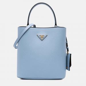 Prada Blue Medium Saffiano Cuir Panier Satchel