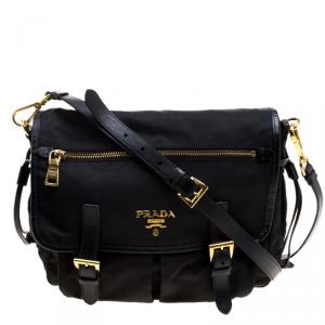 Pre Owned Prada Black Nylon and Leather Crossbody Bag