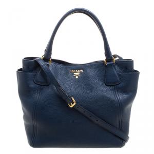 Pre Owned Prada Black Vitello Daino Leather Shopper Tote