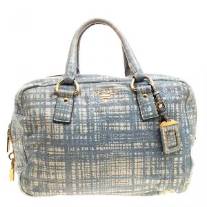 Pre Owned Prada Aquamarine Lux Leather Satchel