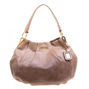 Pre Owned Prada Brown Ombre Leather Hobo