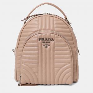 مملوكة مسبقًا Prada Pink Soft Calf Impunture Diagramme Backpack