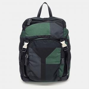 Pre Owned Prada Black, Green, Navy Blue Nylon One Pocket Backpack
