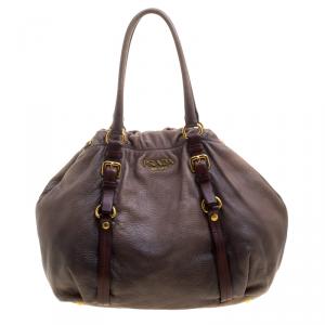 Pre Owned Prada Grey Ombre Leather Satchel