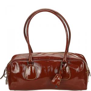 Pre Owned Prada Brown Patent Leather Shoulder Bag