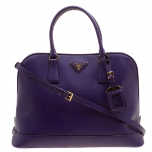Pre Owned Prada Purple Saffiano Lux Leather Open Promenade Tote