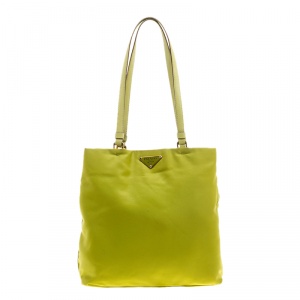 Pre Owned Prada Lime Nylon Tote
