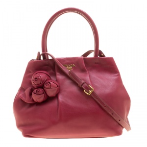 Pre Owned Prada Pink Nappa Leather Rose Satchel 