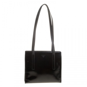 Pre Owned Prada Black Leather Vintage Tote