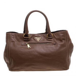 Pre Owned Prada Brown Leather Tote