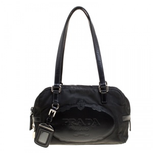 Pre Owned Prada Black Nylon and Leather Satchel