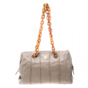 Pre Owned Prada Pomise Leather Shoulder Bag