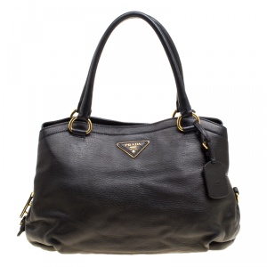 Pre Owned Prada Black Deerskin Leather Shoulder Bag