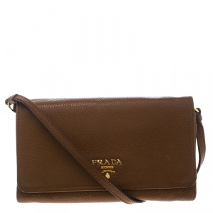 Pre Owned Prada Brown Leather Crossbody Bag