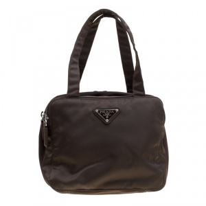 Pre Owned Prada Brown Nylon Camera Satchel