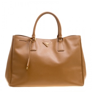 Pre Owned Prada Caramel Saffiano Lux Leather Large Gardener's Tote