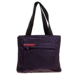 Pre Owned Prada Purple Nylon Tote