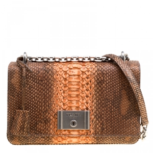 Pre Owned Prada Brown/Orange Python Chain Shoulder Bag