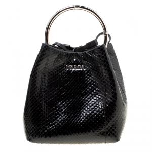 Prada Black Snake Skin Ring Pouch