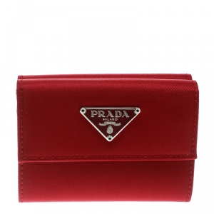 Pre Owned Prada Red Tessuto Nylon Wallet