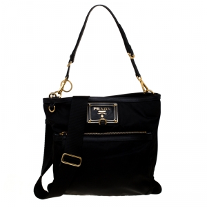 Pre Owned Prada Black Tessuto Nylon Top Handle Shoulder Bag