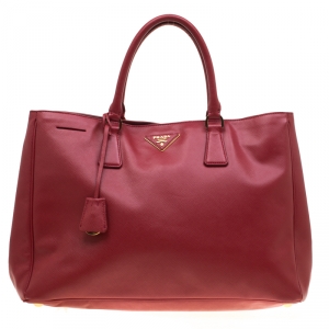 Pre Owned Prada Red Saffiano Lux Leather Large Gardener's Tote
