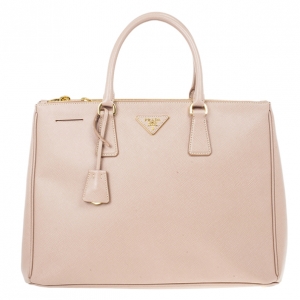 Pre Owned Prada Pink Cammeo Saffiano Lux Double-Zip Tote Bag