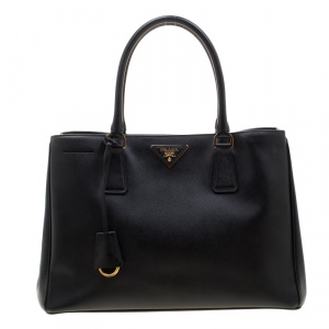 Pre Owned Prada Black Saffiano Lux Leather Gardener's Tote